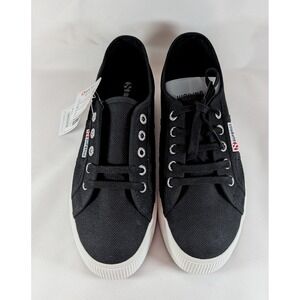 Superga 2790 COTW Linea Platform Sneakers Black White Canvas 2790A S0001L0 7.5W